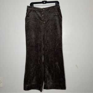 PILCRO BY ANTHROPOLOGIE BROWN CORDUROY BUTTON UP HIGH WAIST WIDE LEG PANTS SZ 30